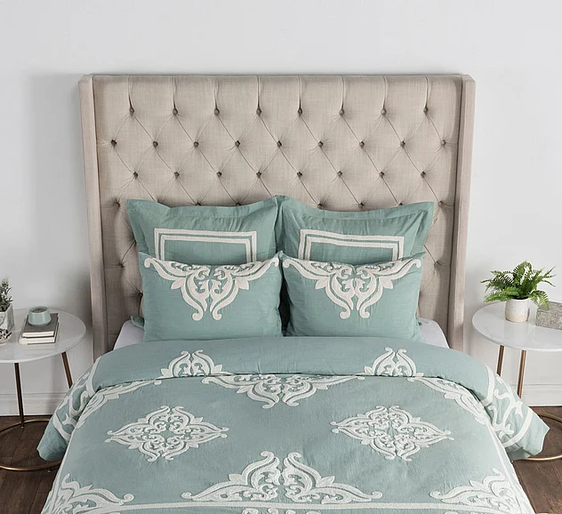 Classic Home Kent 100% Cotton Embroidered King Duvet in Blue V180127 PROMO