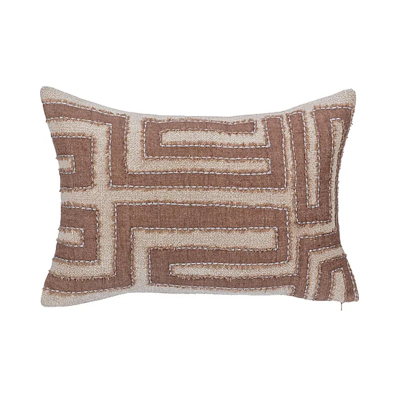 Classic Home Mateo Linen Blend Throw Pillow in Sepia Brown/Natural V320051