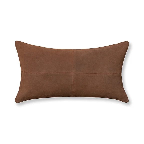Classic Home Clemson Suede Leather Throw Pillow in Brown V340031