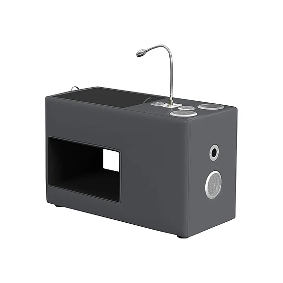 Elements International Valari Nightstand w/ Electronic Features in Grey PU UB-12820-3-NS