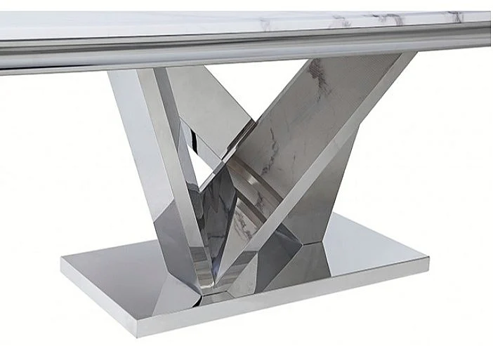 Furniture of America Valdevers Dining Table in Chrome CM3294T-SS-TABLE