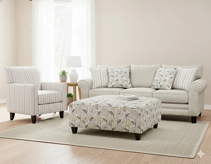 Southern Motion Vandy Heather 2pc Sleeper Sofa Living Room Set in Gray (STYLE 2)