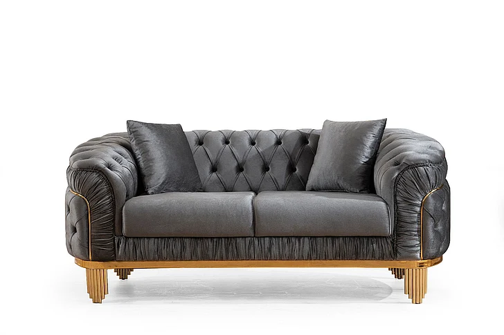 Galaxy Home Vanessa Loveseat in Gray 698781499122