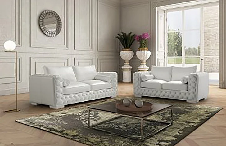 J&M Vanity 2pc Living Room Set in White