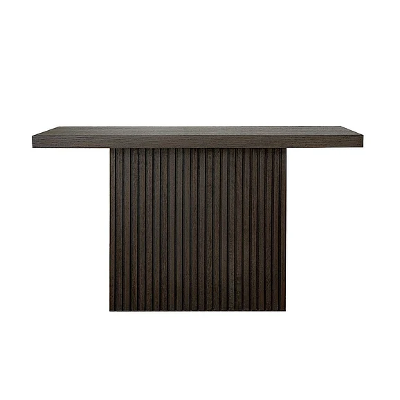 Worlds Away Vanna Slatted Pedestal Base Console Table in Dark Espresso Oak VANNA ES