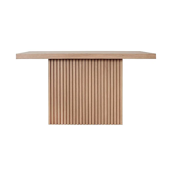 Worlds Away Vanna Slatted Pedestal Base Console Table in Natural Oak VANNA NO