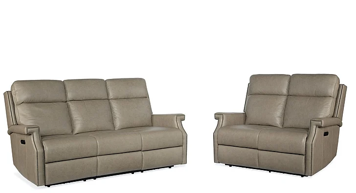 Hooker Furniture 2pc Vaughn Zero Gravity Living Room Set with Power Headrest in Gray