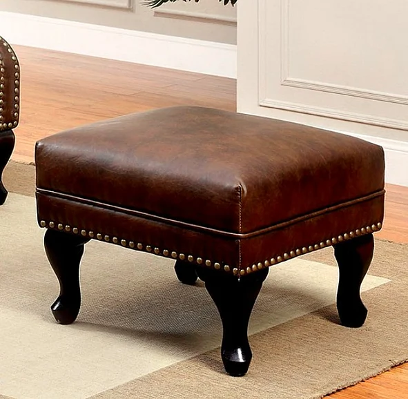 Furniture of America Vaughn Ottoman in Rustic Brown CM-AC6801BR-OT