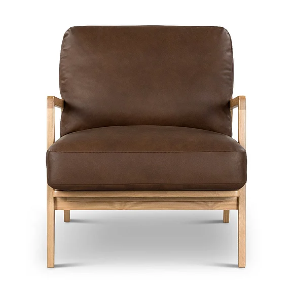 Urbia Metro Carmelo Genuine Leather Accent Chair - Oak/Brown Genuine Leather VC-1231-C-KACOBRN