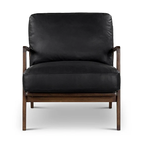 Urbia Metro Carmelo Genuine Leather Accent Chair - Walnut/Black Genuine Leather VC-1231-C-WACOBLK