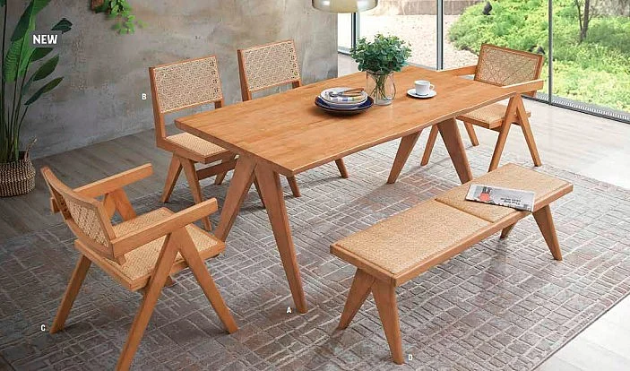 ACME Velentina 7pc Rectangular Dining Room Set in Natural
