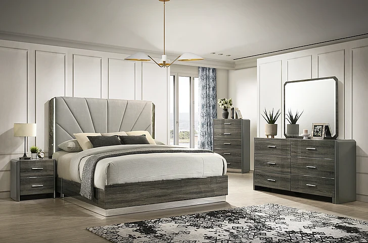 Cosmos Venice Queen 4-Piece Bedroom Set in Grey GRVEN-Q-4PC