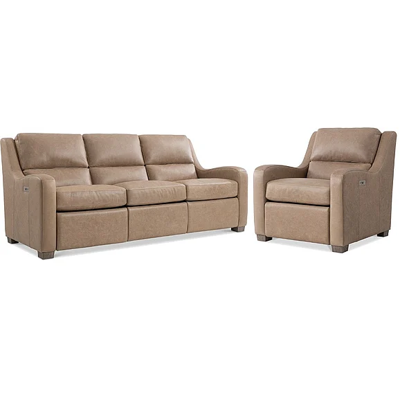 Bernhardt Living Ventura 2pc Leather Living Room Set Tan