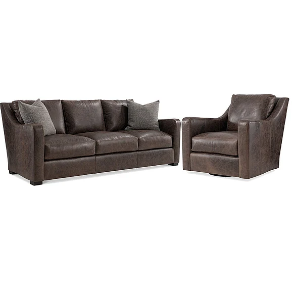 Bernhardt Living Ventura 2pc Leather Living Room Set Brown
