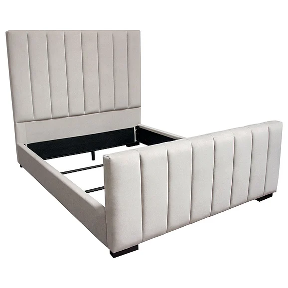Diamond Sofa Venus Vertical Channel Tufted Queen Bed in Light Grey Velvet VENUSLGQUBED
