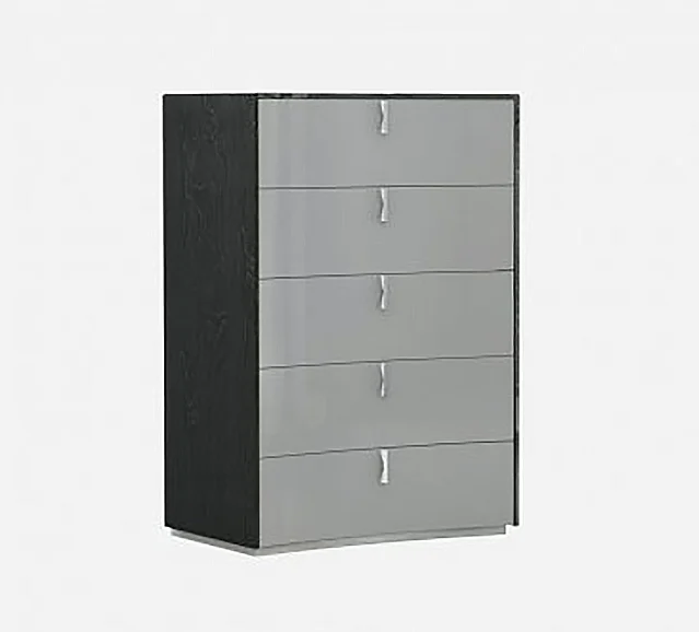 J&M Vera 5 Drawer Chest in Grey Lacquer 17987-C PROMO