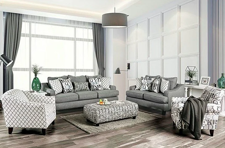 Furniture of America Verne 2pc Living Room Set in Bluish Gray
