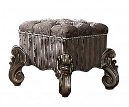 Acme Versailles Vanity Stool in Antique Platinum 26848