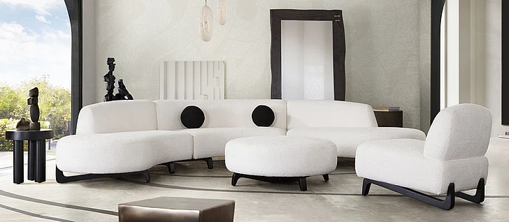 Diamond Sofa Vesper 3pc Curved Modular Sectional Set in Faux White Shearling