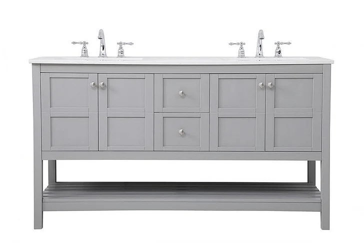 Elegant 60 In. Single Bathroom Vanity in Gray VF16460DGR