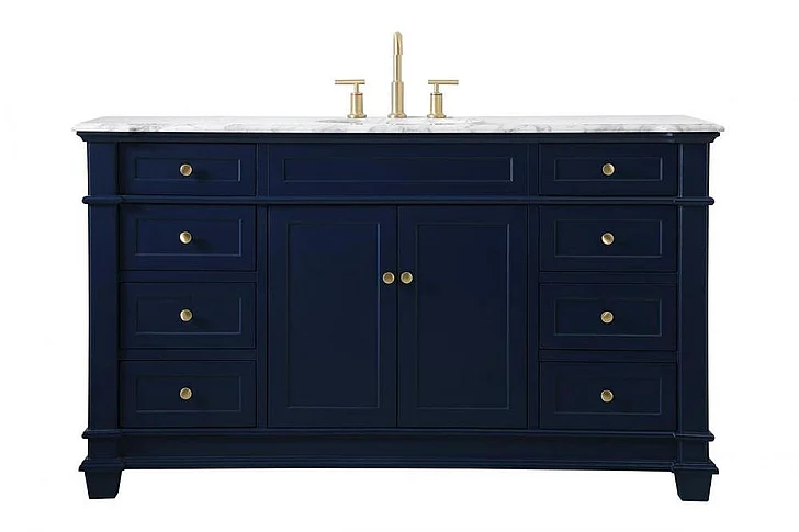 Elegant 60 In. Single Bathroom Vanity Set in Blue VF50060BL