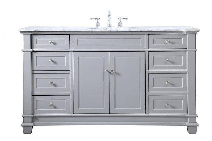 Elegant 60 In. Single Bathroom Vanity Set in Grey VF50060GR