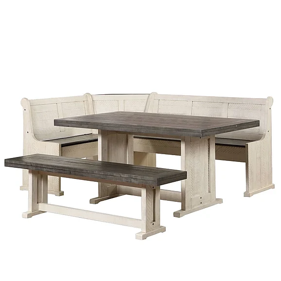 Sunset Trading Sunny Dining Nook Table Set in Antique White/Gray VH-8400-WG