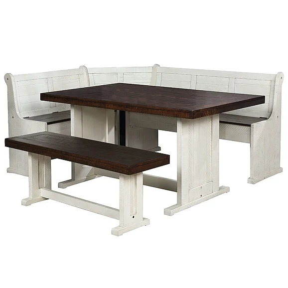 Sunset Trading Sunny Dining Nook Table Set in Cream/Brown VH-9400-CB