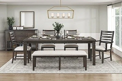 Homelegance Victoria 6pc Dining Table Set in Dark Espresso