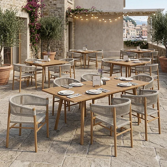 Restaurant Outdoor Dining Set - Modway Vienna Outdoor Patio 7pc Dining Set in Natural