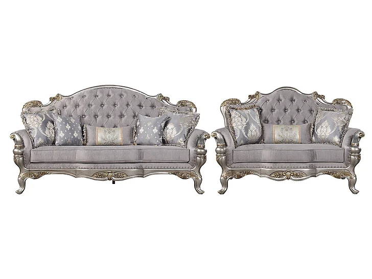 Cosmos Violet 2pc Living Room Set in Silver