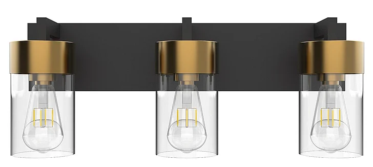 Vinci Lighting Aurora Vanity Lights in Aged Brass/Black VL705-3AB/BK