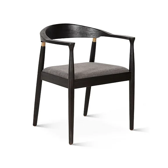 HTD Lander 22" Dining Chair with Flint Gray Fabric in Black (Set of 2) VLN-DC22FG-B