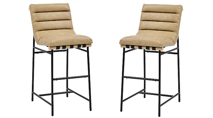 Steve Silver Nicco Sand Vegan Leather 30" Bar Stool with Black Iron Base (Set of 2) VNC600BCT