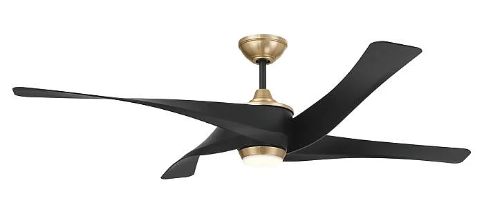 Craftmade Venn 58" 4-Blade Ceiling Fan in Flat Black/Satin Brass VNN58FBSB4