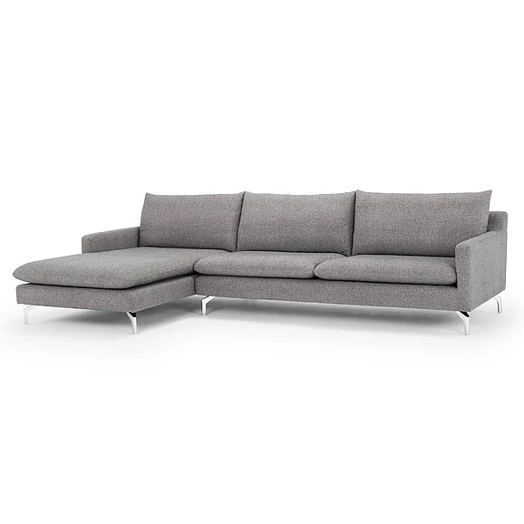 Urbia Metro Anderson Chaise Sectional - Left Arm Facing - Polished Chrome Legs - Dark Grey Upholstery VSD-AND-LAF-DGY CLOSEOUT