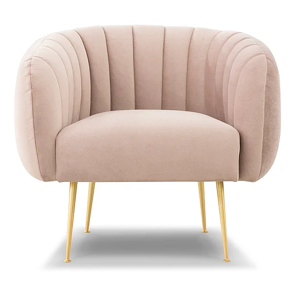 Urbia Metro Channeled Accent Chair - Brass Legs - Rosa Pink Upholstery VSD-CHAN-C-ROSA CLOSEOUT