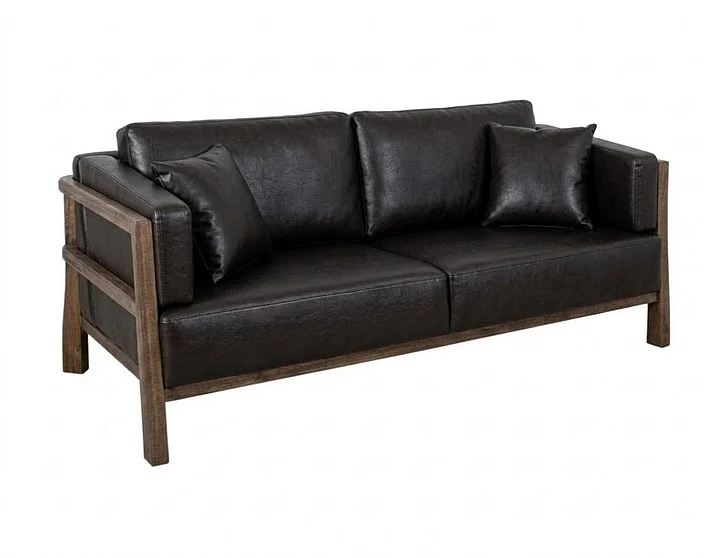 IFD Root Loveseat in Brown Faux Leather IUP673-LOV-216
