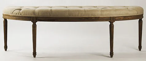Zentique Louis Curved Bench in Natural Linen W3 CFH208 E255-3 A003