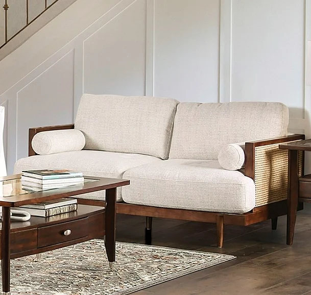 Furniture of America Alesund Loveseat in Beige/Walnut CM9982-LV