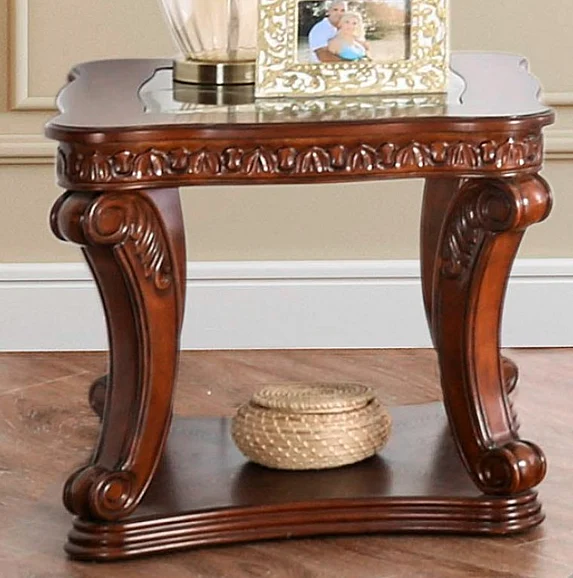 Furniture of America Walworth End Table in Dark Oak CM4428E
