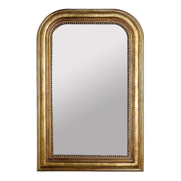 Worlds Away Waverly Hand Carved Gold Leaf Curved Top Rectangular Mirror WAVERLY G