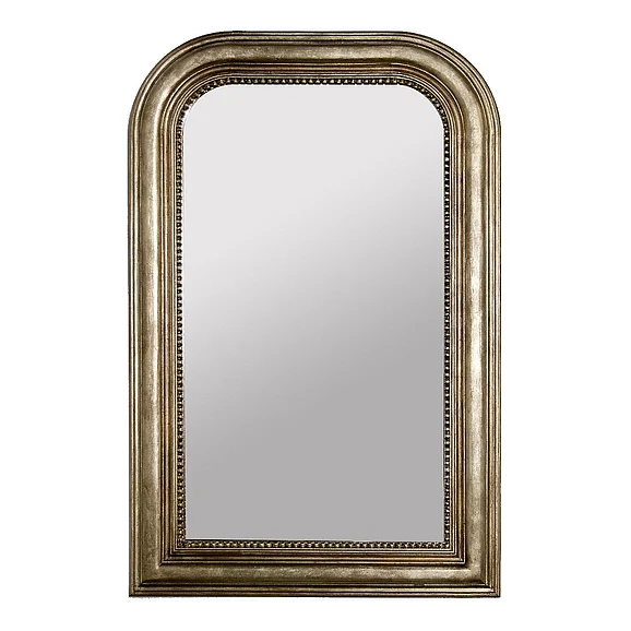 Worlds Away Waverly Hand Carved Silver Leaf Curved Top Rectangular Mirror WAVERLY S