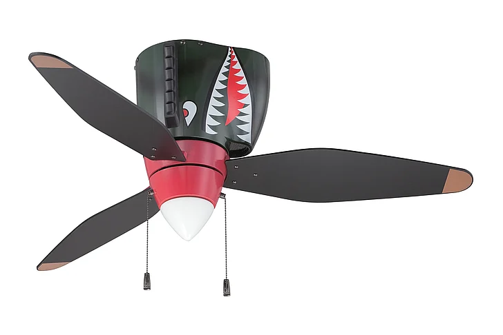 Craftmade 48" WarPlanes in WarPlanes Tiger Shark w/ Warbird Black/Orange Blades WB348TS3