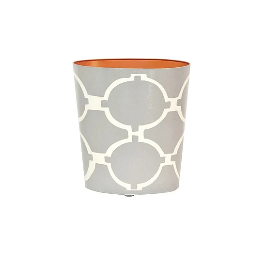Worlds Away Oval Wastebasket Grey/Cream WBACADIAGY