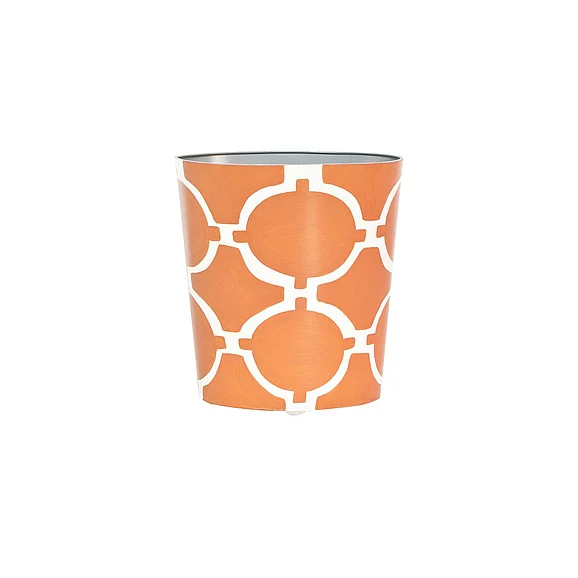Worlds Away Oval Wastebasket Orange/Cream WBACADIAO