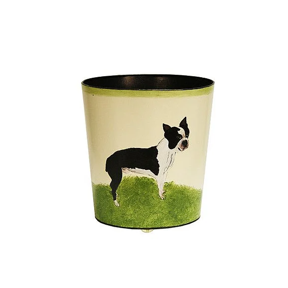 Worlds Away Boston Terrier Wastebasket WBBOSTONTERRIER