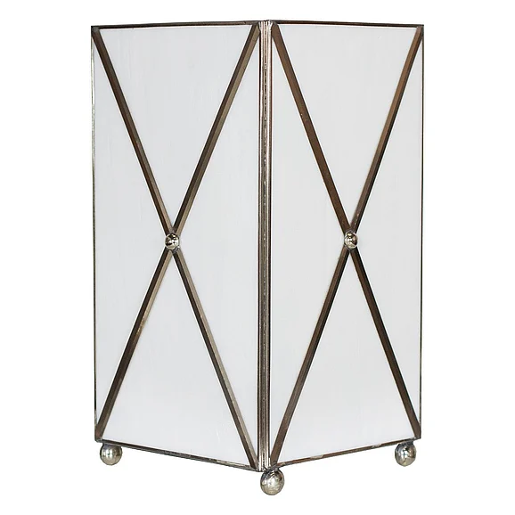 Worlds Away Claro White Glass Xhatch Wastebasket WBCLARO