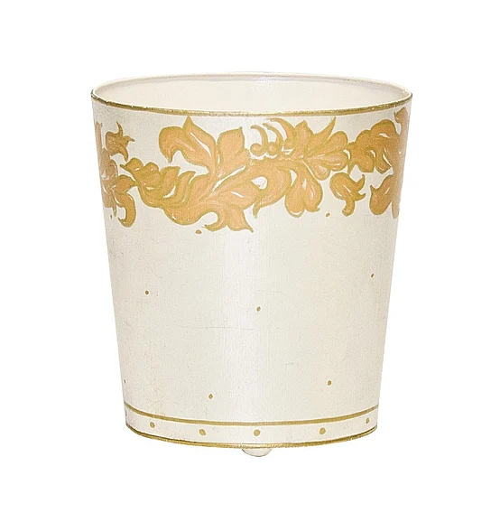 Worlds Away Elegante Oval Wastebasket Gold and Silver WBELEGANTE