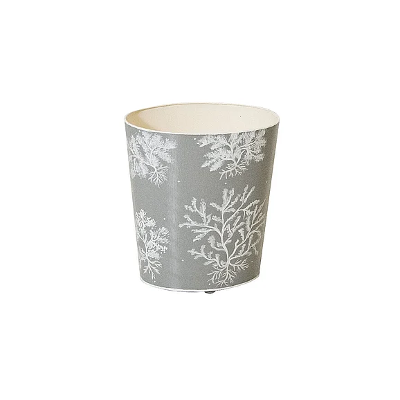 Worlds Away Frost Grey and White Wastebasket WBFROST